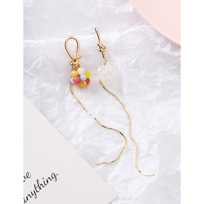 LRC Anting Tusuk Fashion Main Picture 925 Silver Needle Beaded Ball Tassel Earrings F76794