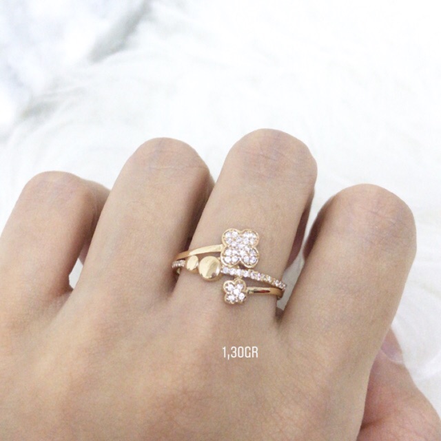 TM375 CINCIN SPIRAL CLOVER EMAS ASLI