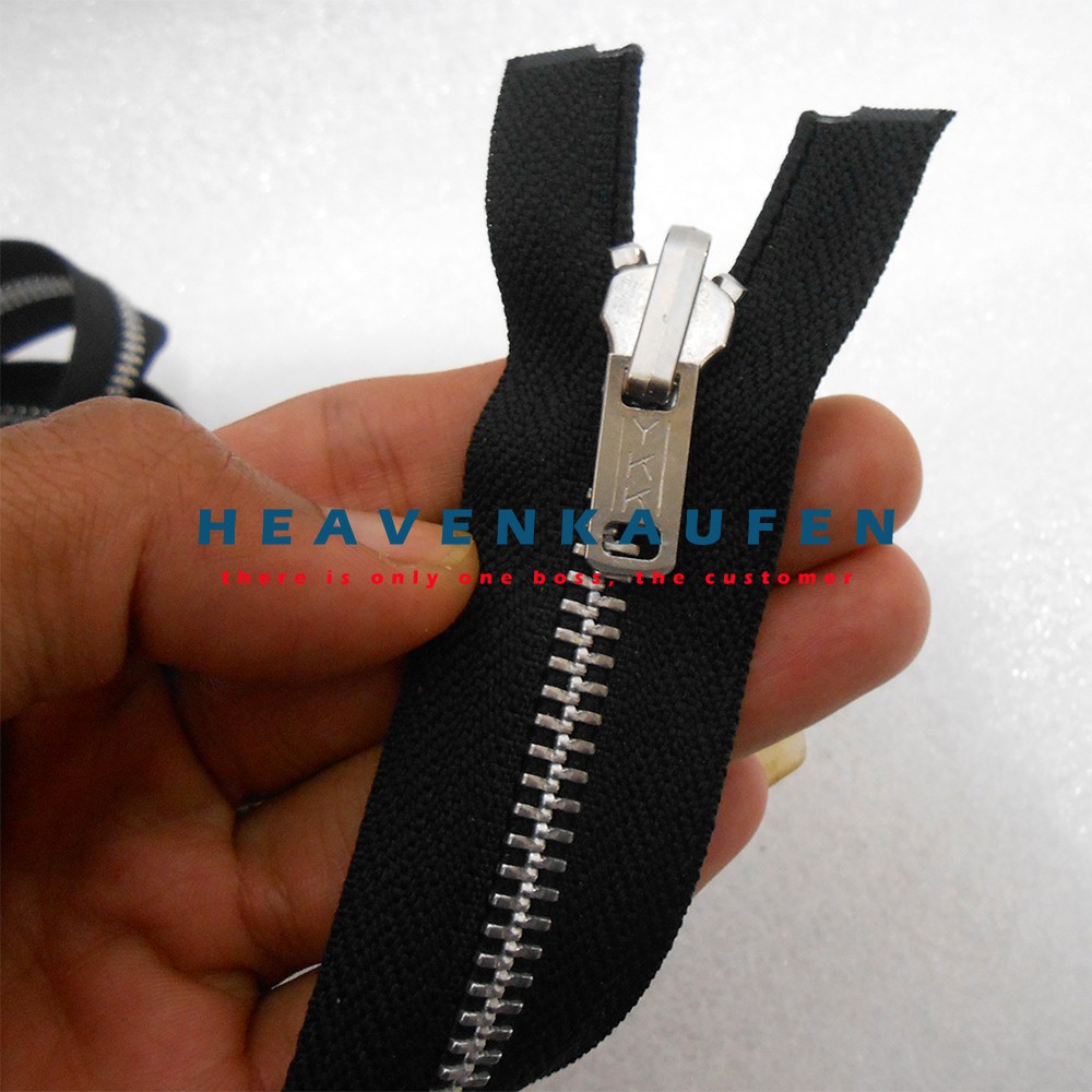 Resleting YKK 100 cm/1 meter Hitam Silver Bolak-Balik