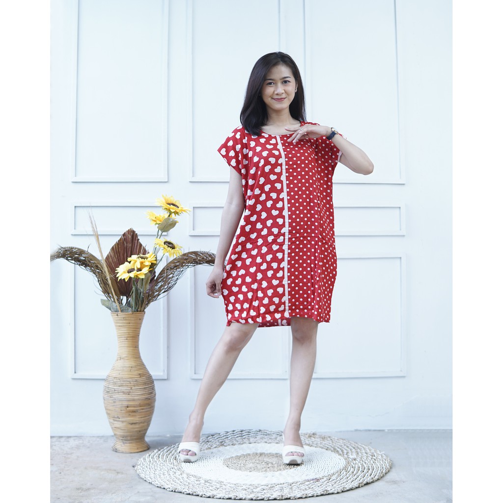 Daster kencana Ungu - Daster Batik Lengan Pendek - Leher Kancing - Bumil - Busui - (DPT001-160)-DS MIDI KIRIM RANDOM