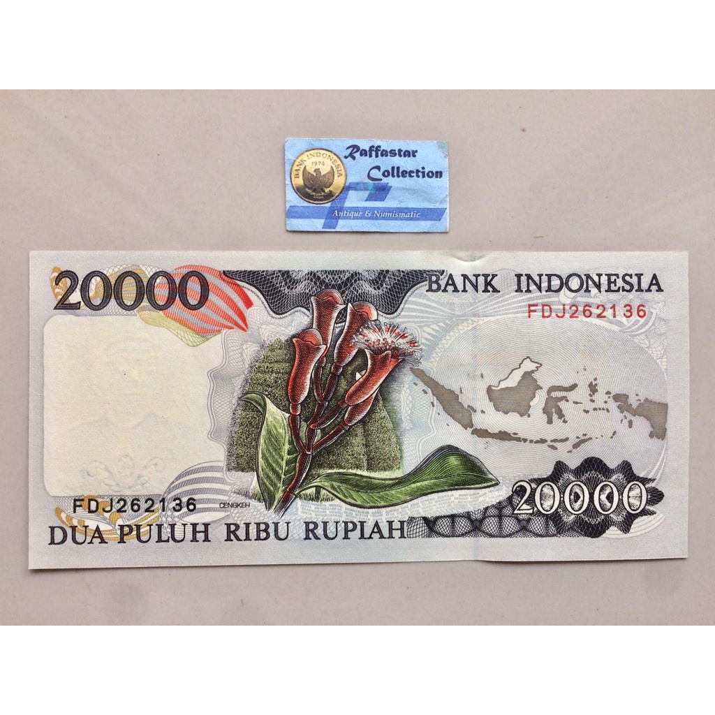 uang lama Rp 20.000 cendrawasih 1995 baru
