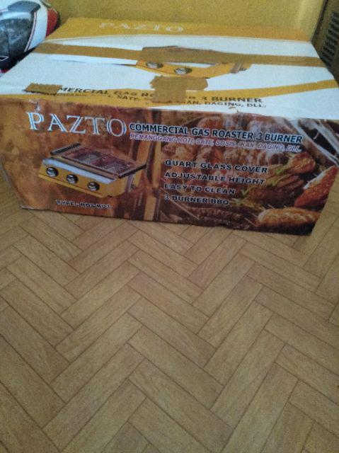 (cod) Alat Panggang Gas 3 Tungku Tampa Asap Kualitas Terjamin Pazto Ros-k03