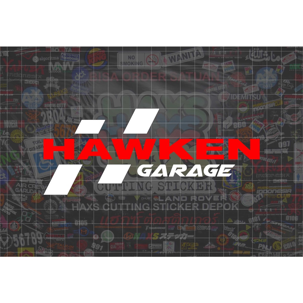 Cutting Sticker Hawken Garage Ukuran 15 x 6 Cm Untuk Motor Mobil