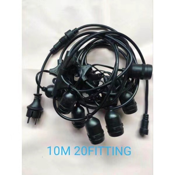 Kabel Fitting Outdoor 10Meter 20 Fitting Gantung Lampu Cafe/Lampu Dekorasi Cafe/Lampu Gantung