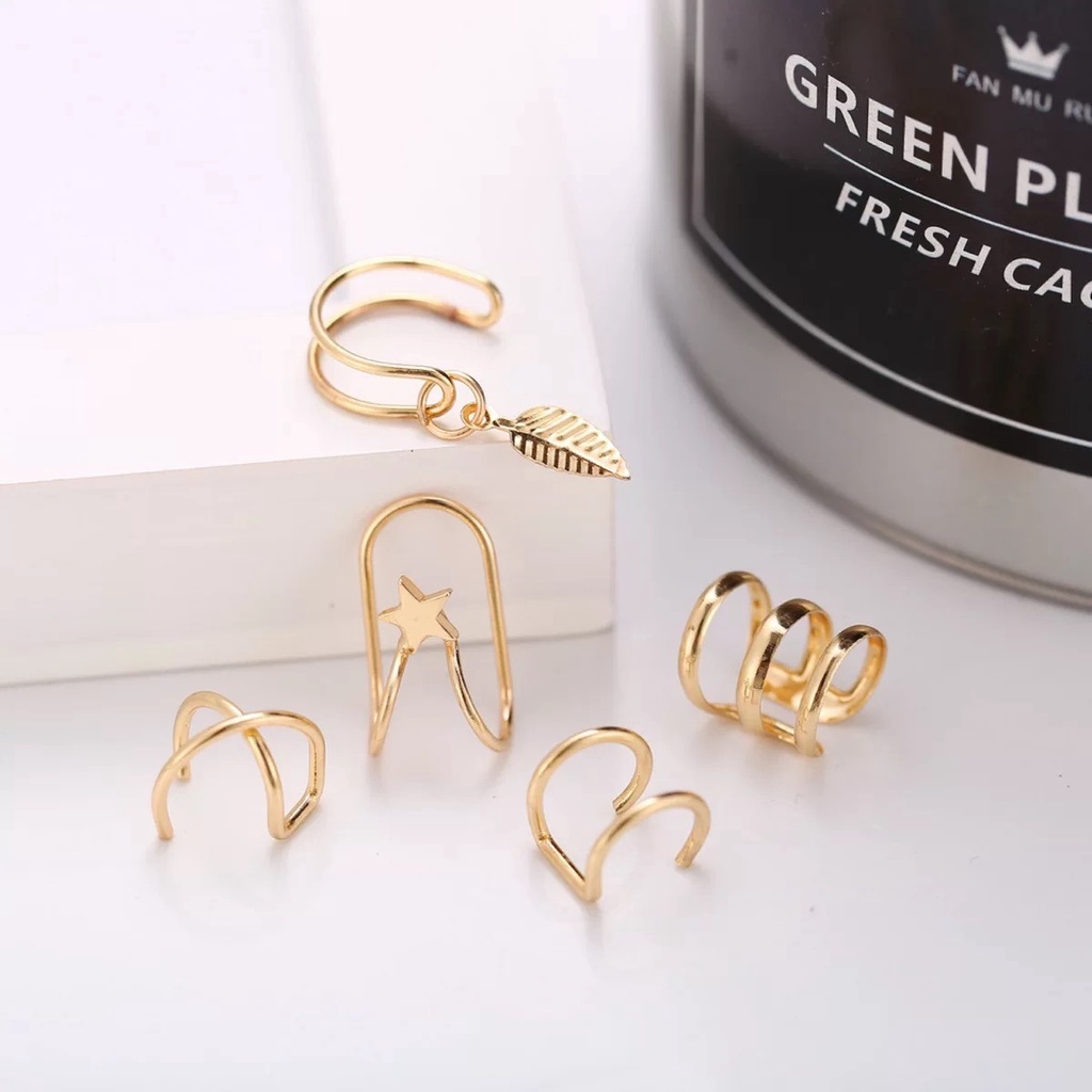 MORYMOSHI A70 Anting Jepit Wanita 5pcs Set Ear Cuff Fashion Korea