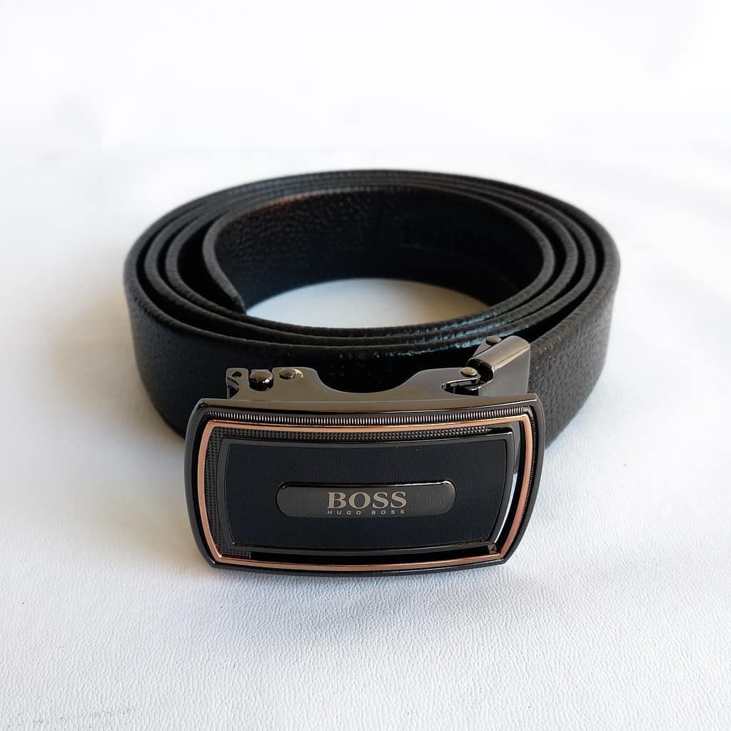 RELIO Resleting 125 CM Hitam Ikat Pinggang kulit sapi Rel Sabuk Cowok Pria Ukuran Standar Normal - Originale Leather Belt