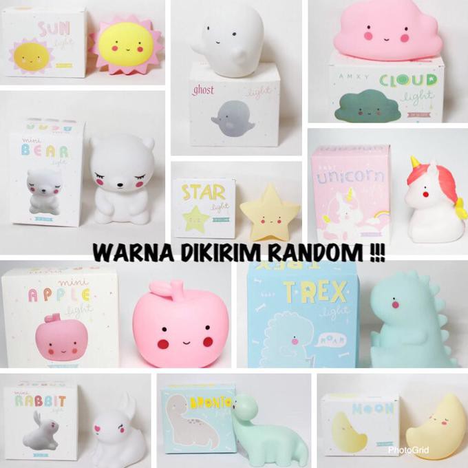 Lampu lucu lampu tidur anak LED karakter awan bintang bulan unicorn