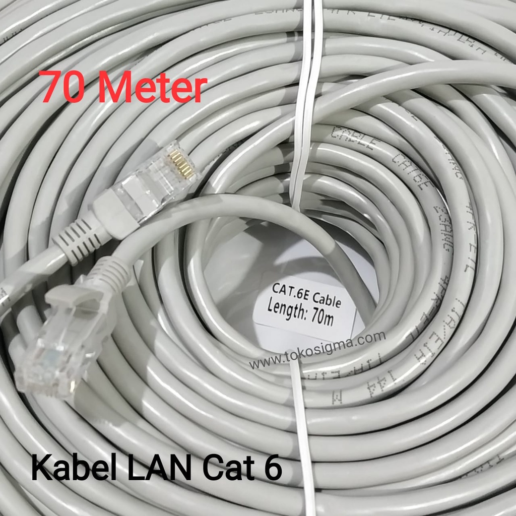 KABEL LAN RJ45 INTERNET NETWORK PATCH CORD CAT 6 UTP RJ-45 70M NYK ORI