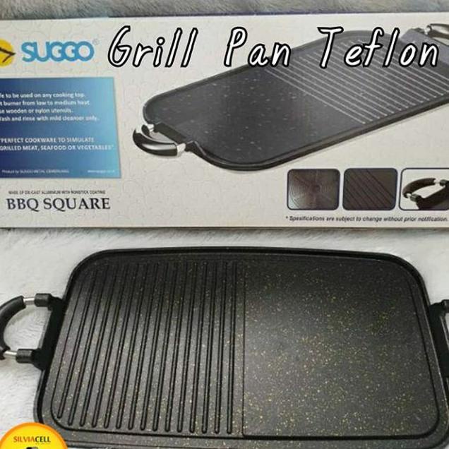 Suggo Grill Pan Teflon 2 In 1 Alat Bakar Sate Daging Bbq Square