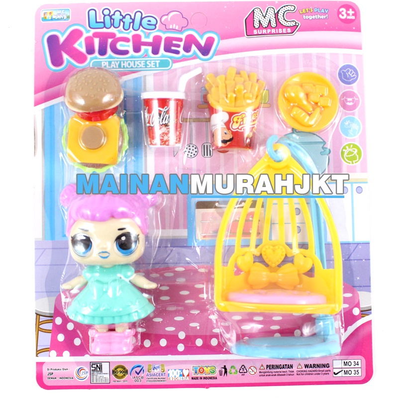 MAINANKEI ANAK MURAH LITTLE KITCHEN M035 AYUNAN BONEKA BURGER SET MASAK MASAKAN MURAH