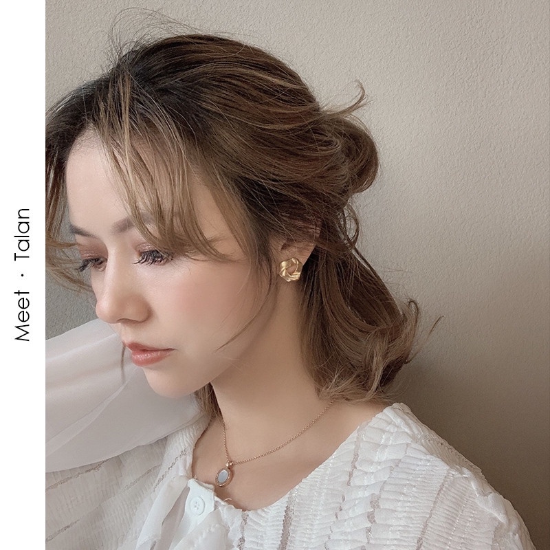 [ACKER] Anting Lingkaran Segitiga Emas 18K Gaya Korea Untuk Wanita