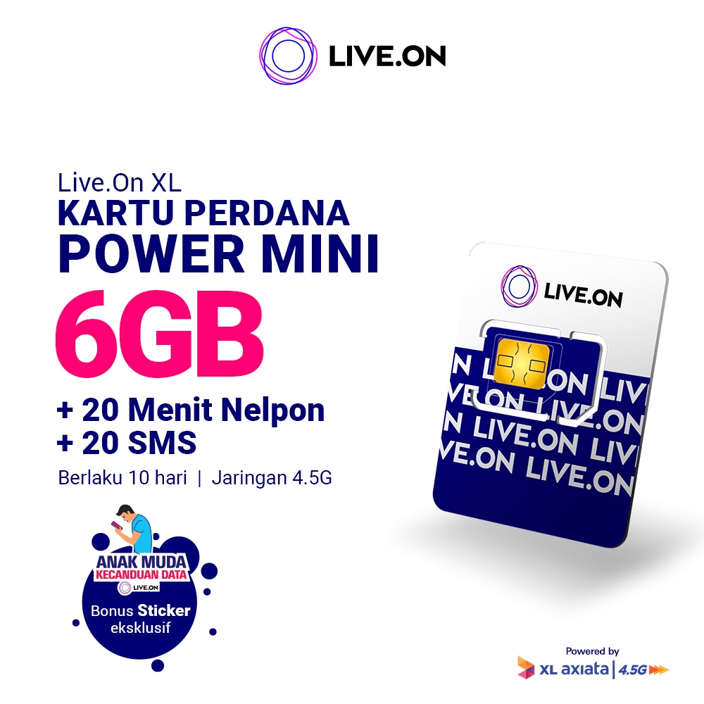 Kartu Perdana Live.On Power Mini 6GB (10 hari)