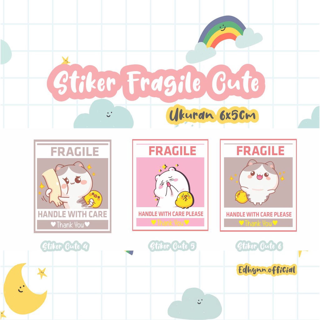 Stiker Fragile Cute//Stiker fragile lucu // Stiker fragile murah