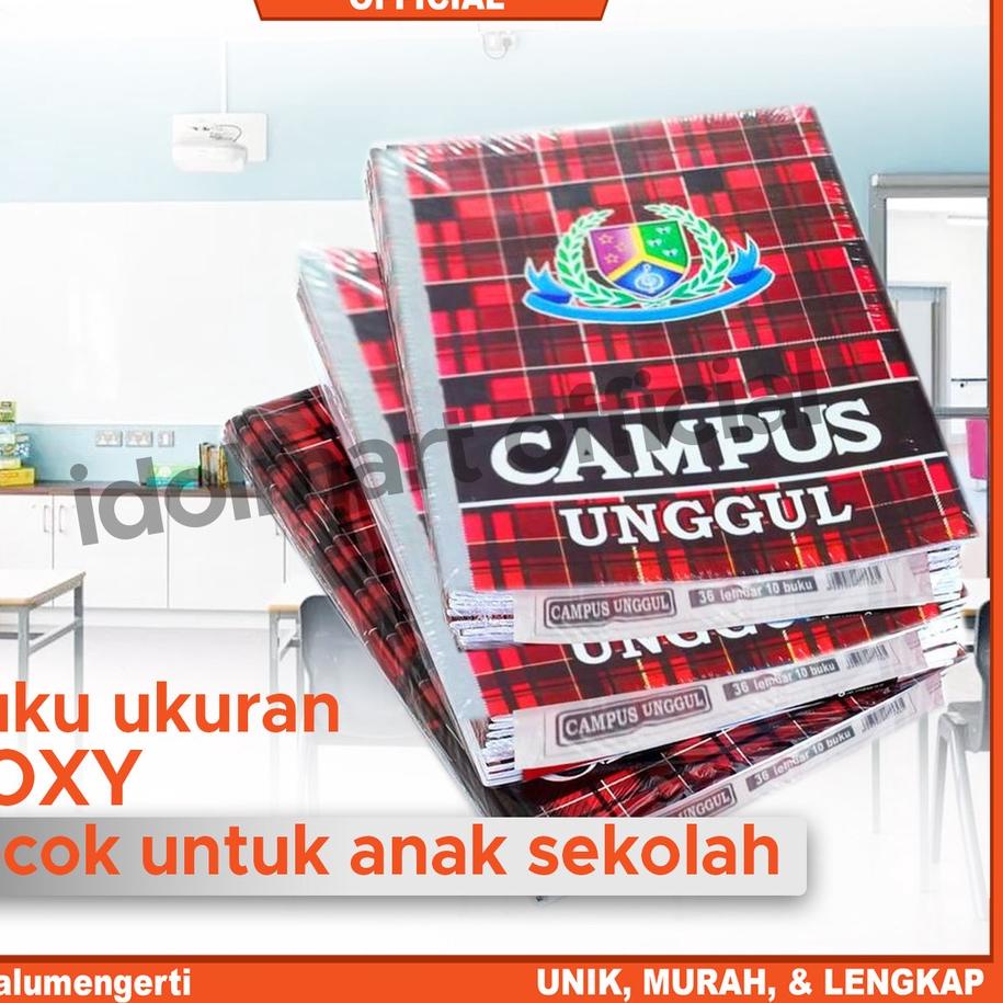 

IDOLMART Buku Tulis Campus Unggul isi 36 Lembar Buku Tulis sekolah Boxy/10 pcs Trendy