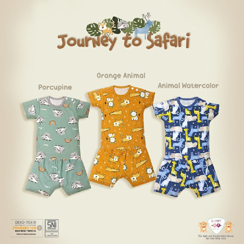 PROMO MURAH LIBBY Setelan Pendek Oblong Motif Journey To Safari