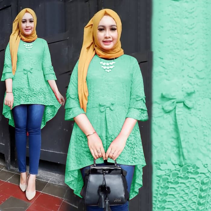 TUNIK BROKAT MAROON / ATASAN MUSLIM TERBARU     Terusan