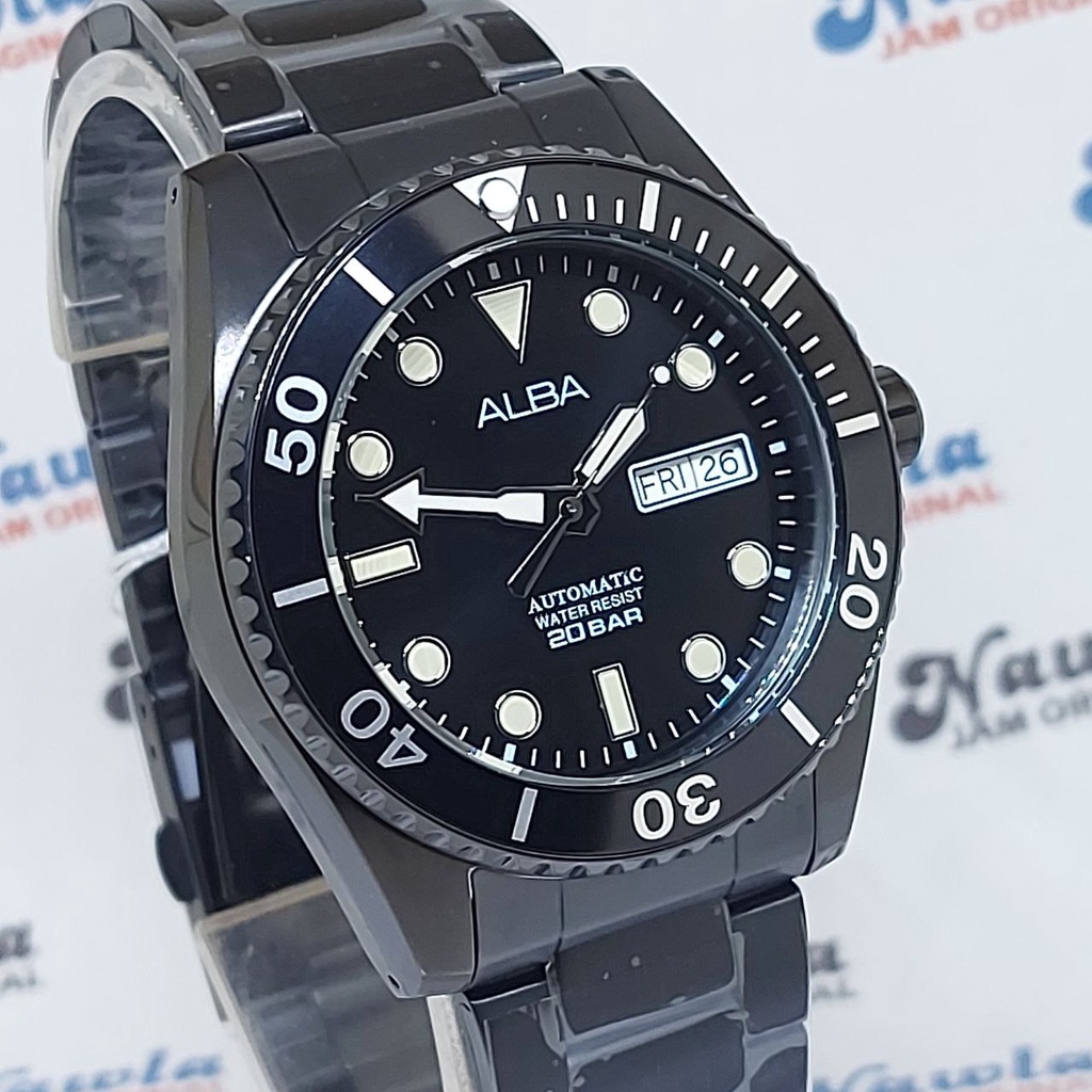 Alba Automatic AL4331X1 Full Black 20 Bar - Jam Tangan Pria AL4331