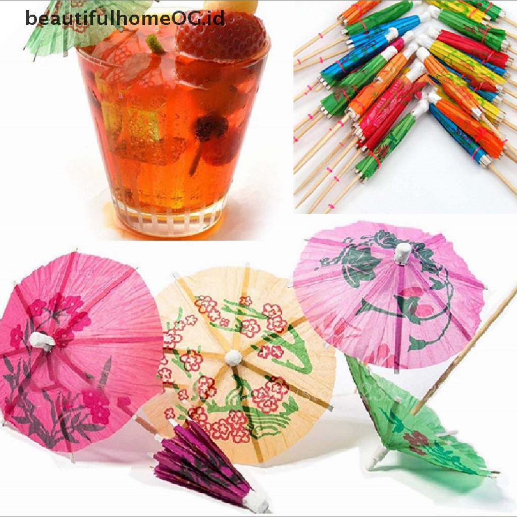 50 Pcs / Pak Payung Mini Bahan Kertas Untuk Minuman Cocktail