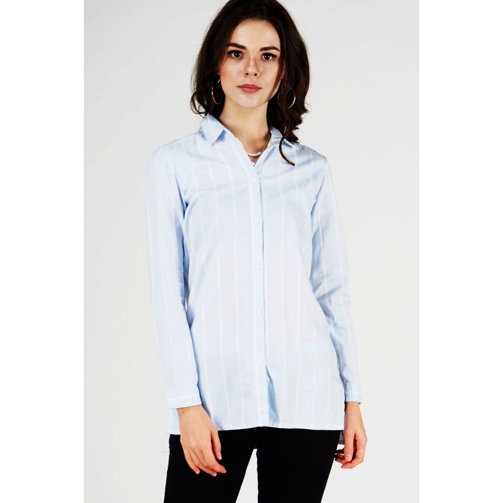10Pm Kemeja Wanita Zure Blue Offwhite 24076P5Bi