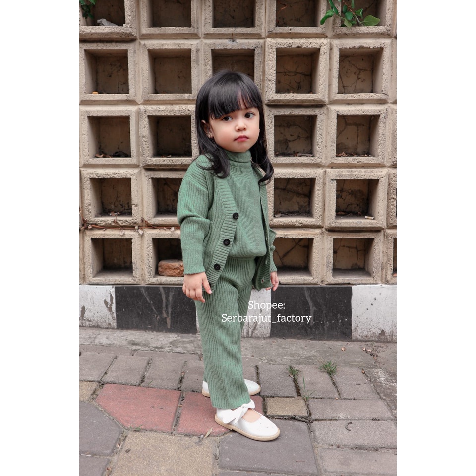 Gevka Cardi set Yura Top &amp; Yoona cullote setelan baju anak/Setelan baju anak perempuan
