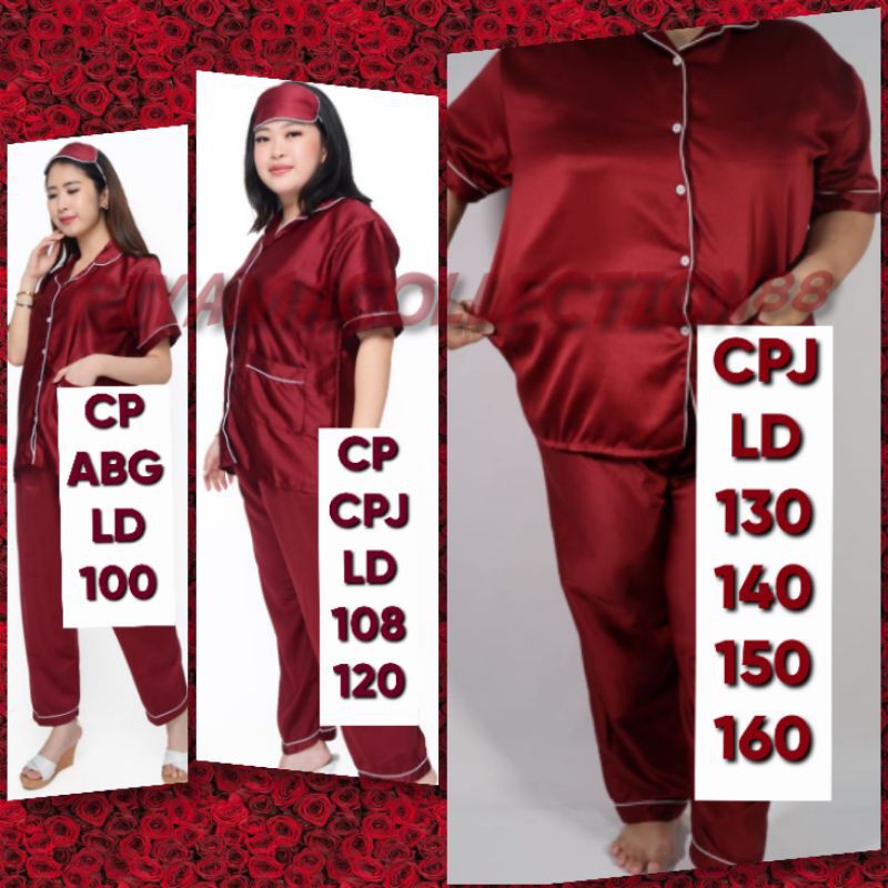 Baju Tidur couple PRIA JUMBO pasangan wanita satin polos