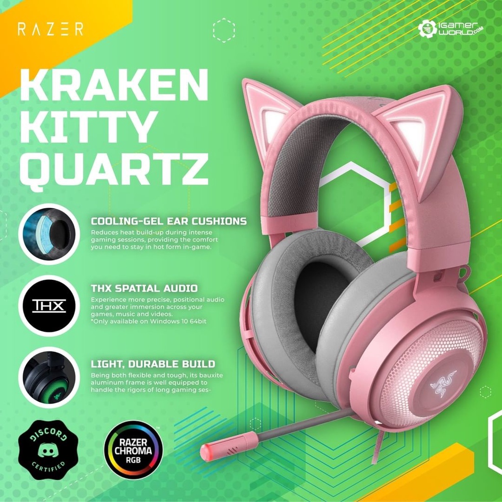 Razer Kraken Kitty Quartz / Pink Gaming Headset