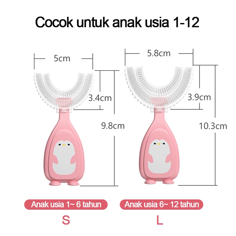 Sikat Gigi Anak Bentuk U Bahan Silikon/Tooth Brush Baby Silicon type U Sikat Gigi Anak Sikat/Sikat gigi penguin berbentuk U L266