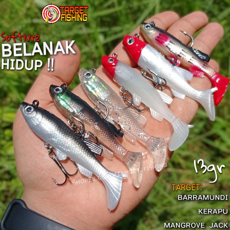 Soft Lure Belanak 8cm Umpan Casting Barramundi &amp; Mangrove Jack 13gram Lure Kakap