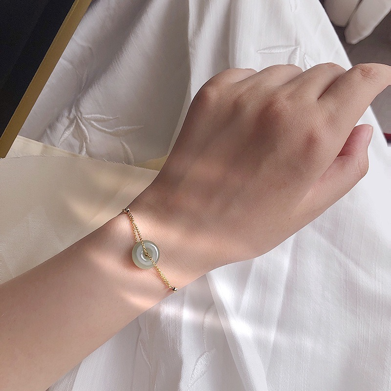 [Ready Stock]Fashion Simple Inlaid Hetian Jade Bracelet