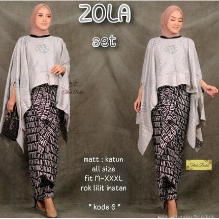 Zola Set Batik Solo Fashion Wanita Rok Batik Modern Batwing Batik Ori