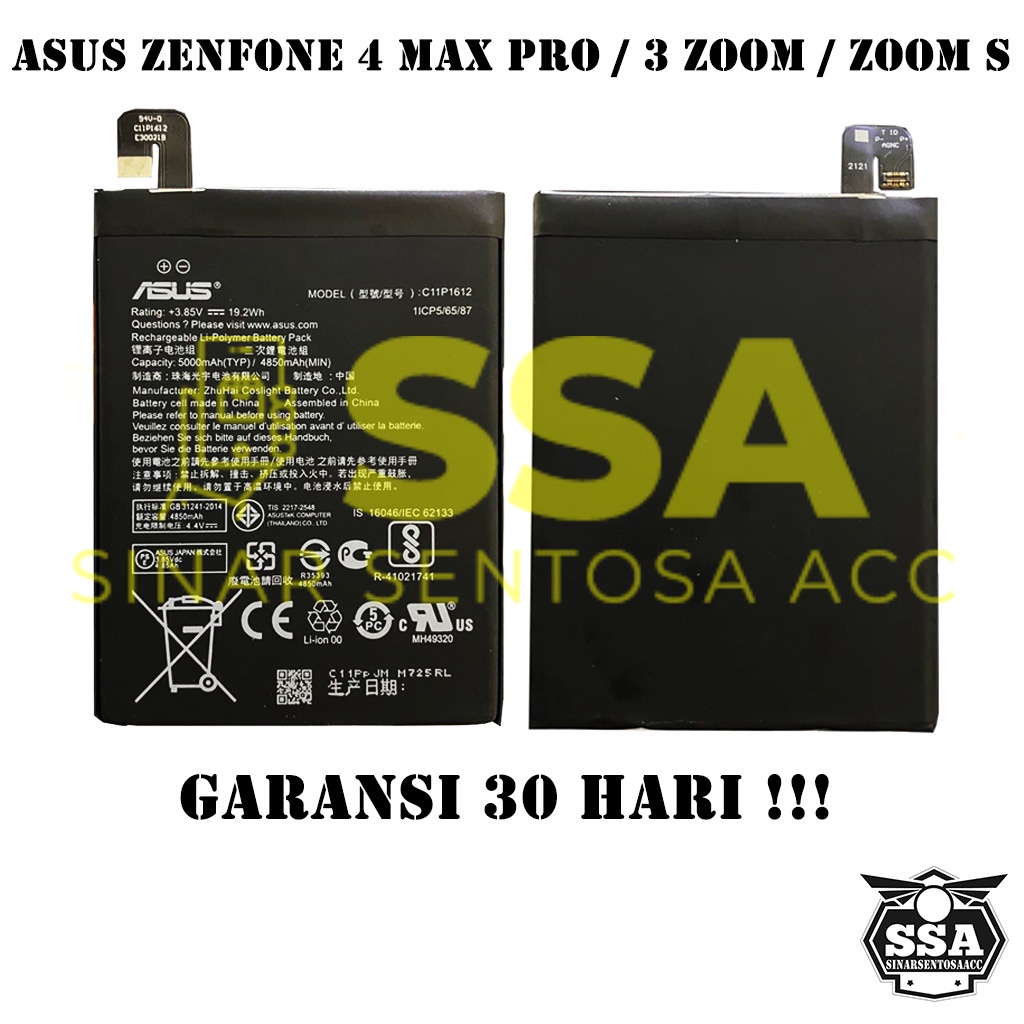 Baterai Original Asus Zenfone 4 Max Pro 3 Zoom OEM Zoom S C11P1612 Batre Batrai Batrei Battery Ori HP Batu Batere Garansi Awet