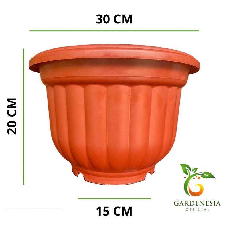 Pot Tanaman Model Belimbing Diameter 30 CM Warna Putih Hitam Merah