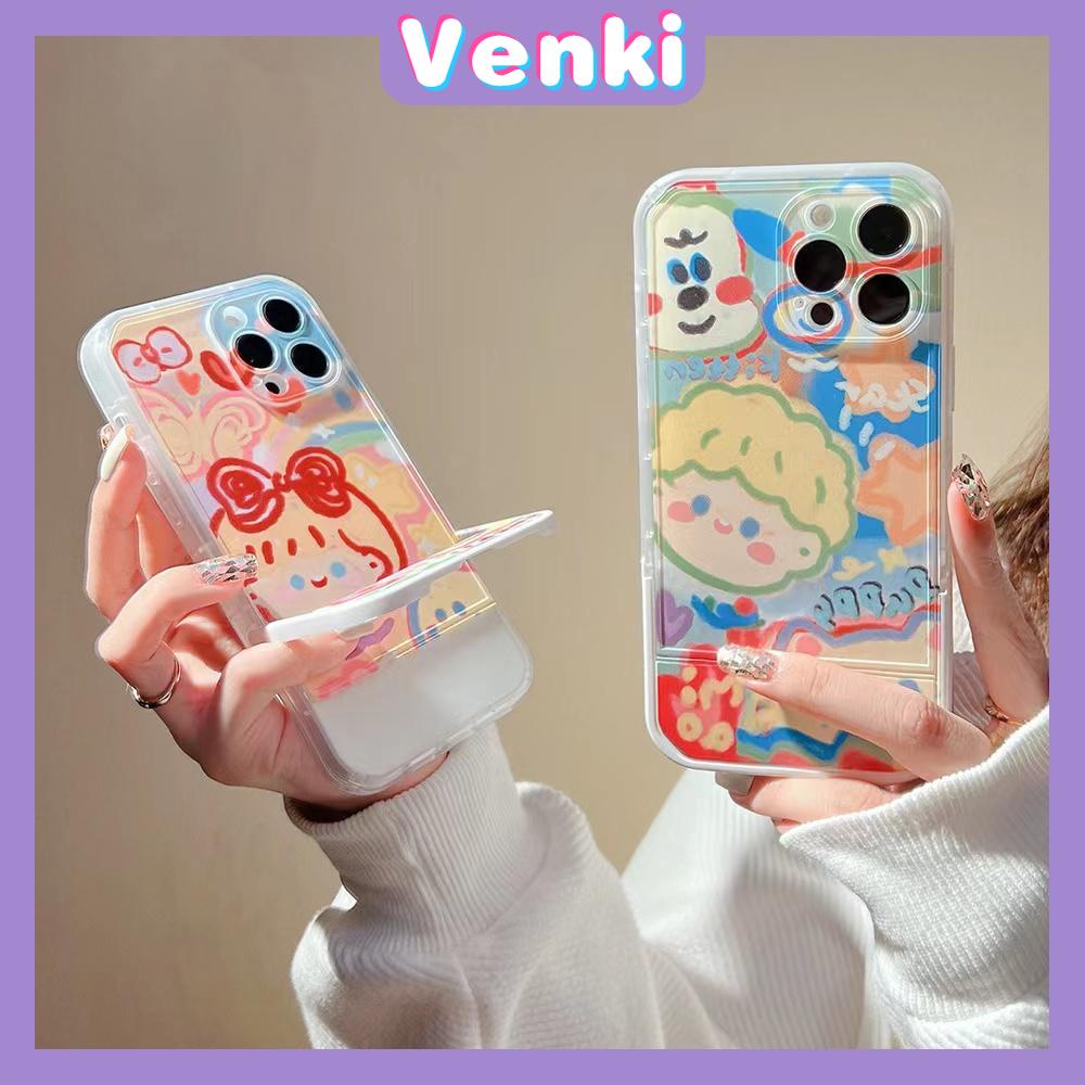 iPhone Case Silicone Soft Case Clear Case Folding Stand Shockproof Protection Camera Graffiti Cartoon Cute Compatible For iPhone 11 iPhone 13 Pro Max iPhone 12 Pro Max 7Plus xr