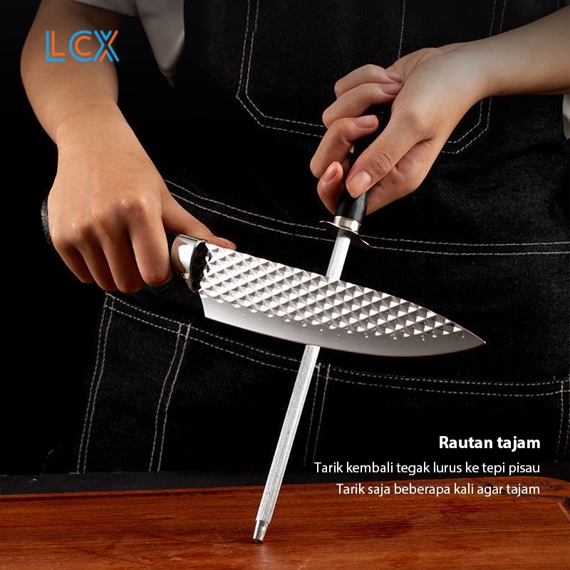 LCX 6 in 1 Set Pisau Daging Persegi Stainless Steel Anti Karat Serbaguna Diamond Pisau