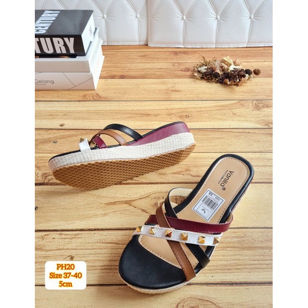 ABBUSHOES PH 20 sendal wedges silang stut sol karet  imilone 5cm