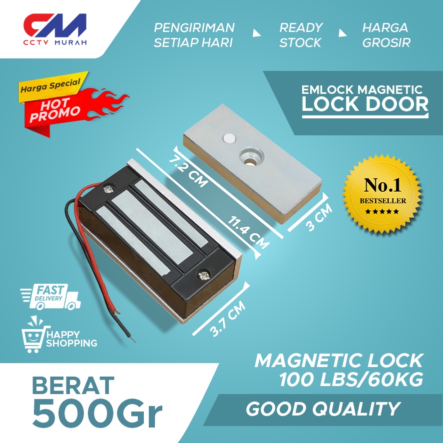 Emlock Mini Magnetic Lock Door 60kg Em Lock Magnetic 100LBS Lock