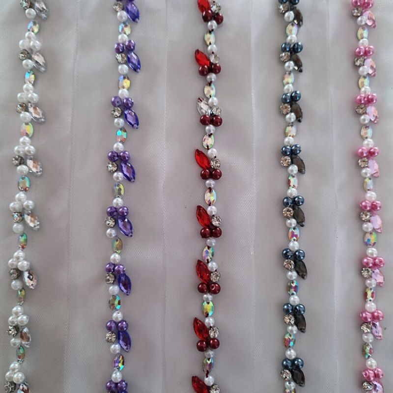 payet mutiara diamon permata sewaroski || payet rangkai jahit resin sintetis || mute jahit aksesoris