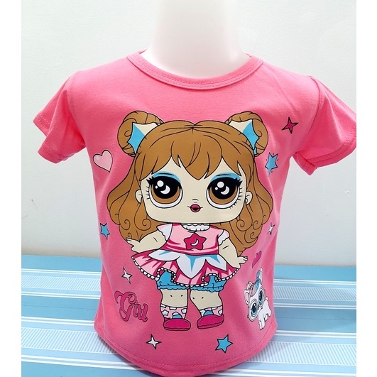 Kaos Anak perempuan 4 -8 tahun oblong  atasan baju cewek murah kuncir lol grosir