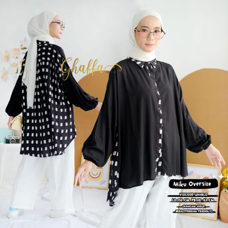 Blouse motif modern premium / Miku oversize by ghaffa the label / Blouse oversize kekinian