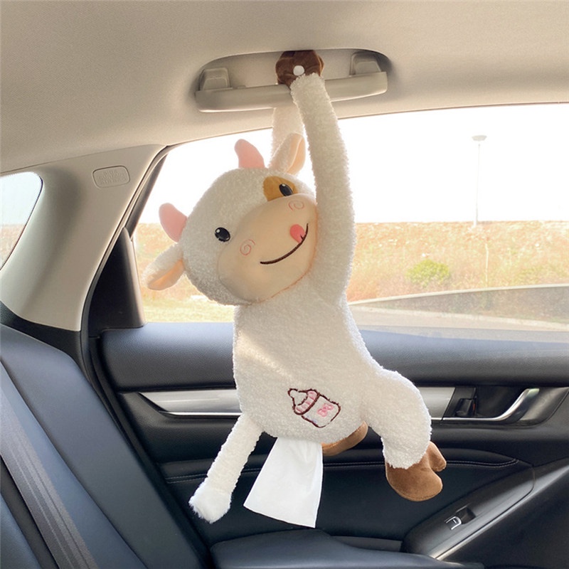 TK Cartoon Car Tissue Box Creative Lovely Rabbit Short Plush Tissue Box Holder for Armrest Box Seat Tissue Box