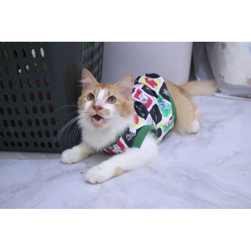 Kaos motif amongus lucu untuk kucing / kaos simple rumahan / baju kucing murah size S M L XL