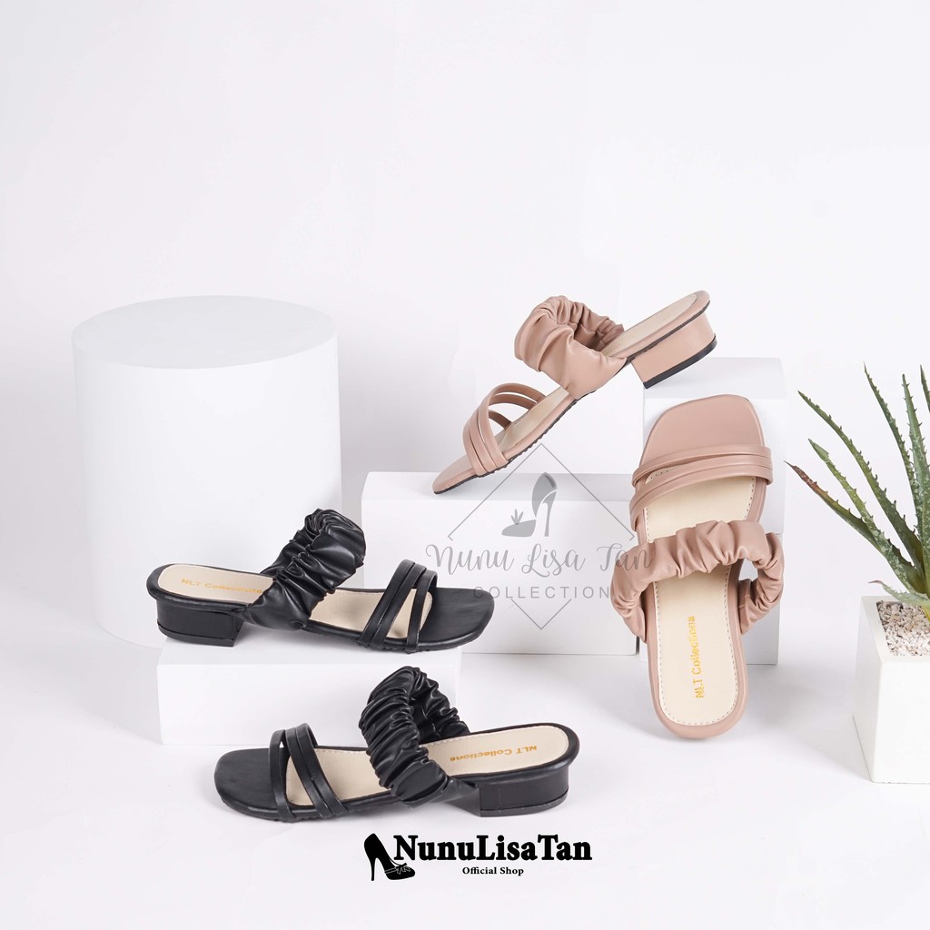 NunuLisaTan - Gratis Ongkir High Heels Wanita Korea 3CM HITAM MOCCA Casual