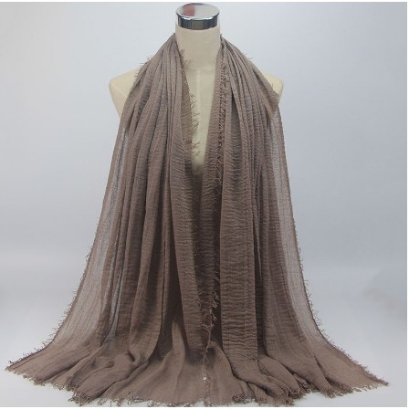 (COD) Hijab Pashmina Jilbab Bahan Katun  Arabian Shawl Cotton Import Quality Wide-C5 COKLAT MUDA