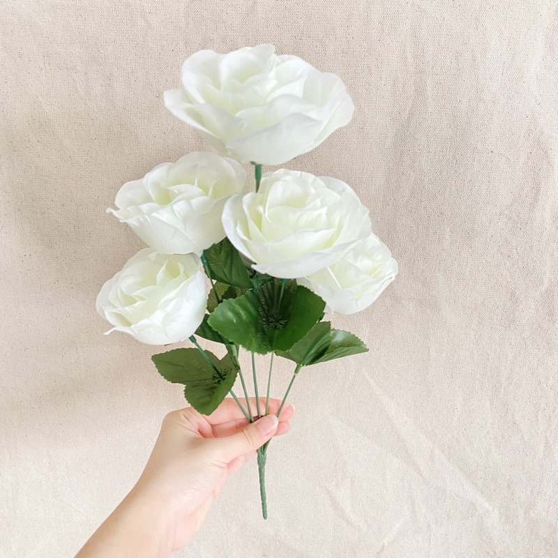 Bunga Mawar Rose Mangkok X5 (satuan) Bunga Artificial / Bunga Plastik / Bunga Dekorasi / Pernikahan-7