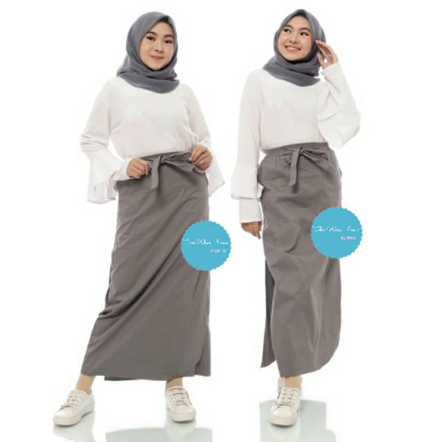 Rok Celana Muslimah fashion rok celana muslimah ootd Rok muslimah rok celana panjang abu cream