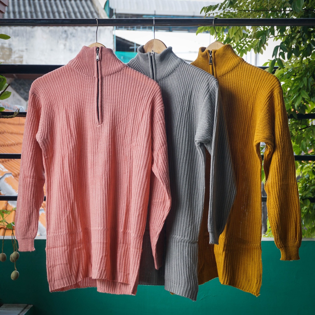 Sweater Rajut Resleting - Sweater Rajut Tebal Oversize