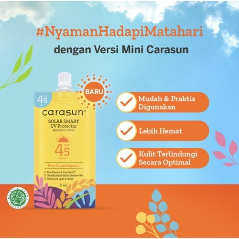 (BISA COD) [Buy 1 Get gift] CARASUN SOLAR SMART UV PROTECTOR SPF 45 PA+++ 8ml