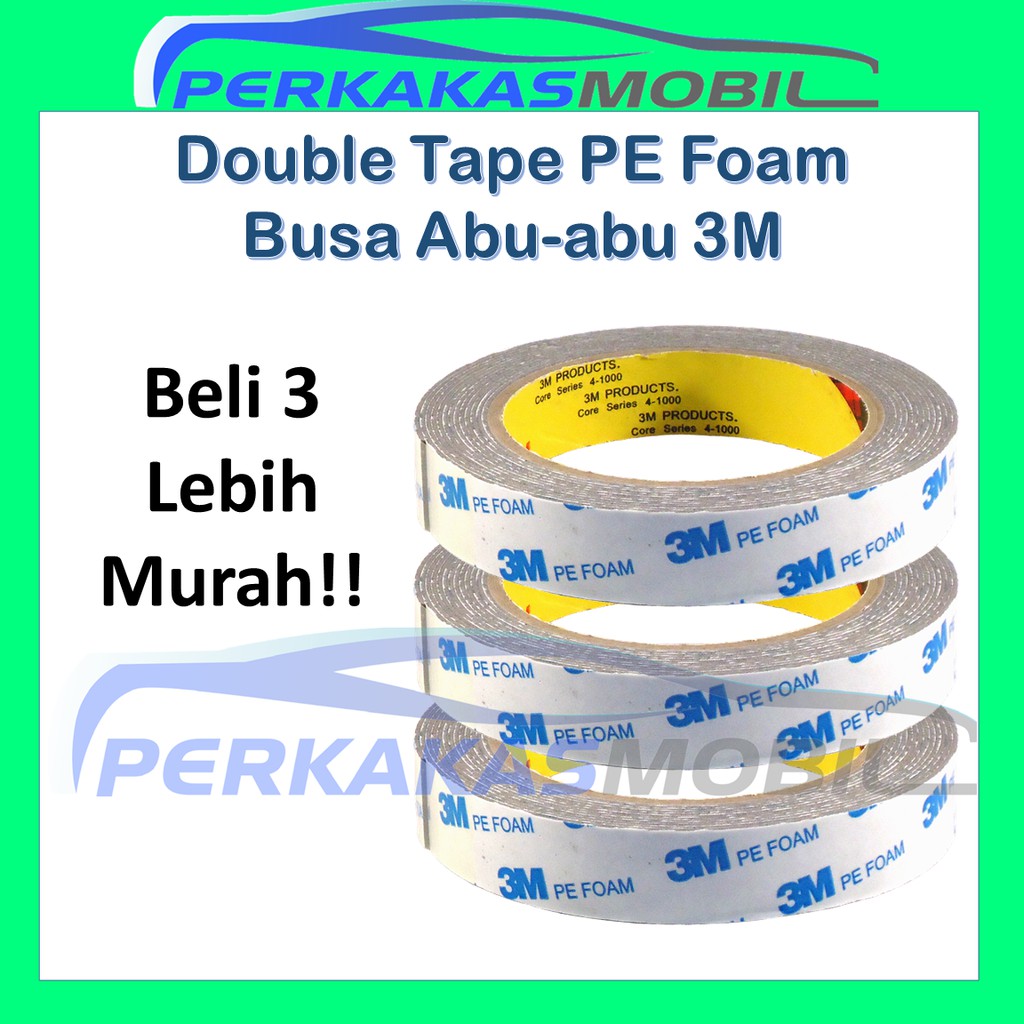 

3pcs 3M Lem Isolasi Solasi Lakban Bolak Balik Double Dobel Side Sided Tape PE Foam TG1600 20mm Abu