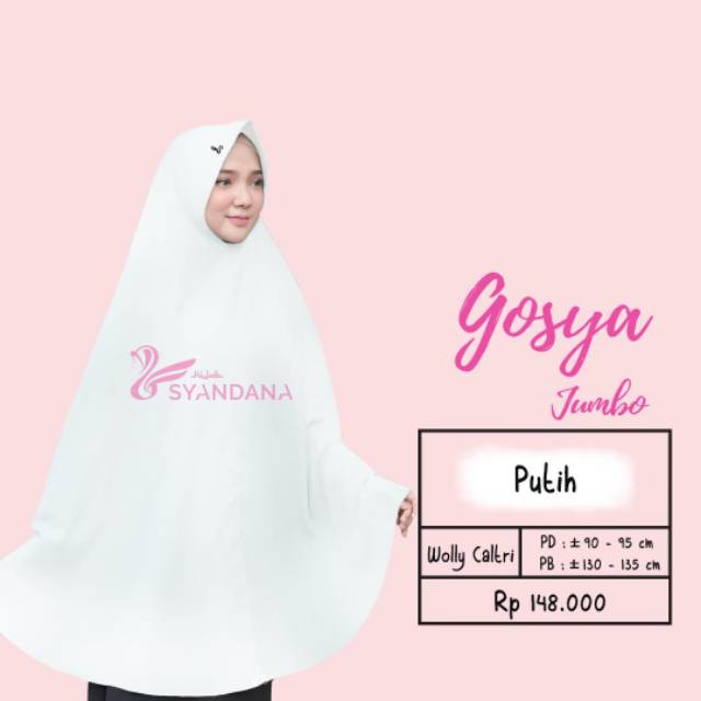 GOSYA JUMBO PUTIH HIJAB SYANDANA BANJARMASIN AGEN BAHAN WOLLY CALTRI SYARI KHIMAR INSTAN