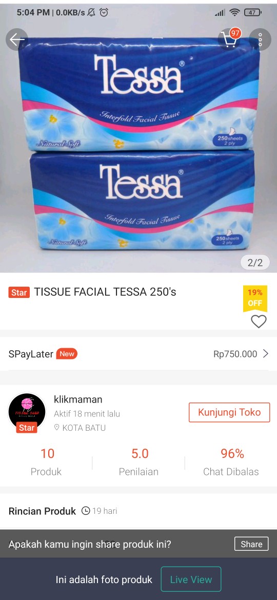 (termurah) Paseo Anti Bakteri Isi 25 Lbr Promo